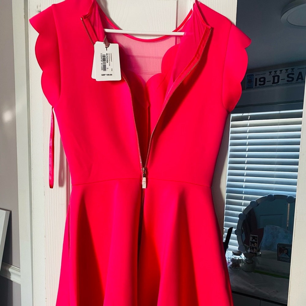 Ted baker Fuchsia dress. Never worn. Still has tags Size2. Fits us 4-6.